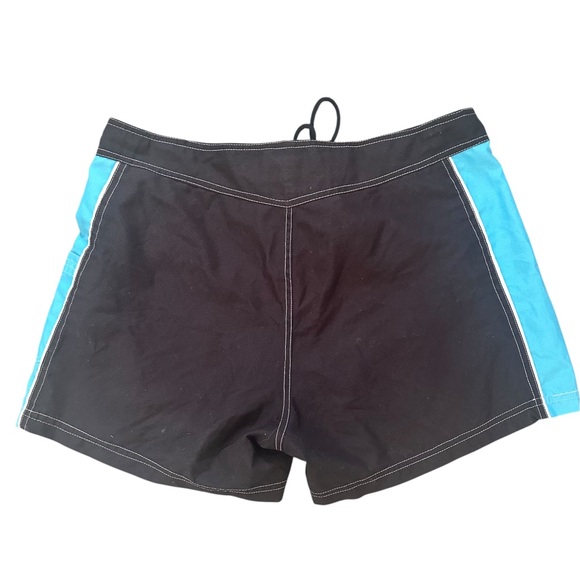 Turquoise and Navy Tie Front Lightweight Sporty Shorts L - Picture 2 of 5